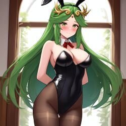 ai_generated cute female green_hair palutena solo