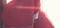 big_butt bushy_pubes claudia_(peculiart) demon female female_only female_pubic_hair milf navel panties peculiart pubic_hair pussy red_body sunlight thick_thighs