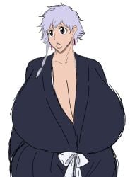 1female 1girls artist_name bleach cleavage female female_only kimono kotetsu_isane light-skinned_female light_skin momiji_(artist) pale-skinned_female pale_skin short_hair short_hair_female sole_female white_background