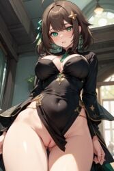 1girls ai_generated alufliniy breasts brown_hair flashing flashing_pussy idol_corp idol_es indoors latam_virtual_youtuber meica no_panties pussy short_hair solo_female tagme thighs upskirt virtual_youtuber vtuber