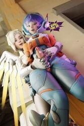 3d cum fully_clothed futanari godgivenflower handjob juno_(overwatch) masturbation mercy overwatch overwatch_2