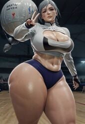 ai_generated bbw booty_shorts fanart huge_ass huge_breasts jujutsu_kaisen mahito_(jujutsu_kaisen) tagme thick_thighs wide_hips