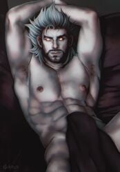 1boy abs bara beard biceps league_of_legends looking_at_viewer male male_nipples male_only manly muscular_male nipples pecs riot_games sylas varuslunam