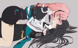 2girls hoshimi_miyabi hoyoverse lesbian_kiss tagme yanagi_(zenless_zone_zero) yuri zenless_zone_zero