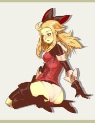 1girls ass blonde_hair bravely_default edea_lee kneeling panties