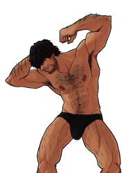 abs armpit_hair bara beard biceps big_bulge bulge capcom carlos_oliveira flexing_bicep hairy_chest male male_nipples male_only muscular_male nipples pecs penis_outline resident_evil resident_evil_3 resident_evil_3_remake sneolk underwear