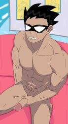 abs batman_(series) dc dc_comics dick_grayson gay gay_sex horny_boy_(artist) male nsfw robin_(dc) robin_(dick_grayson) robin_(teen_titans) tease teasing teasing_viewer teen_titans teen_titans_go!_vs_teen_titans yaoi