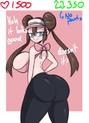 1girls alternate_breast_size breasts dialogue female female_only full_comfort full_comfort_(strip_game) huge_breasts part_3 pokemon questionable_anatomy rosa_(pokemon) strip_game tagme text