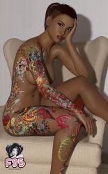 breasts dark_skin female m4dsk1llz naked solo tattoo