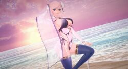 1girls 3d alternate_costume bikini fate/grand_order fate_(series) koikatsu miyamoto_musashi_(fate) miyamoto_musashi_(swimsuit_berserker)_(third_ascension)_(fate) official_alternate_costume white_hair