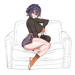 1girls belle_(zenless_zone_zero) clothing feet female female_only fully_clothed looking_at_viewer shadertoons side_view solo solo_female thick_thighs toe_ring voluptuous zenless_zone_zero