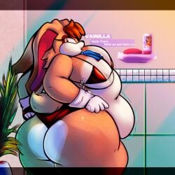 1girls anthro ass belly bikini breasts brown_eyes brown_fur brown_hair bunny english_text fat female female_focus female_only furry hips lagomorph lagomorph_humanoid large_ass large_breasts looking_back milf mother nobody-64 overweight overweight_female rabbit sega sonic_(series) sonic_the_hedgehog_(series) stomach text thick_thighs thighs vanilla_the_rabbit weight_gain wide_hips