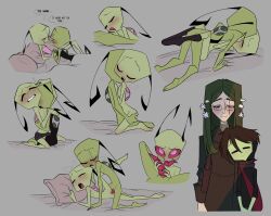 after_sex agtartzz alien alien_genitalia alien_humanoid alien_look_like_human andromorph blowjob blush brown_hair clothed clothing collage cuntboy cuntboy_sans_balls dialogue eye_scar fully_clothed gay glasses green_body green_eyes green_hair green_skin herm hermaphrodite humanoid intersex intimate invader_zim long_hair male maleherm missionary_position multi_genitalia multiple_poses nude penis penis_emerging_from_pussy penis_in_pussy pussy side_view text zim zim_(invader_zim)