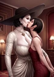 2girls ada_wong ai_generated alcina_dimitrescu animated capcom civitai giant_breasts hailuoai height_difference kissing mikey-rg97 mommy_dom no_sound resident_evil_8:_village shorter_than_30_seconds size_difference tagme vampire_girl video yuri
