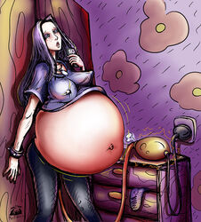 air air_inflation artist_name belly big_belly bondage clothing drawer endured_face erect_nipples erect_nipples_under_clothes female freckles goth huge_belly hyper_belly hyper_pregnancy inflation jeans long_hair masochist mystwell necklace pigeon_toed pregnant pump purple_hair ready_to_pop signature solo trembling veiny_belly