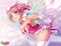 accurate_art_style fairy female female_only gloves green_eyes huniepop kyu kyu_sugardust pink_hair short_pigtails solo thigh_highs thighhighs tied_hair twintails white_gloves white_thighhighs winged wings