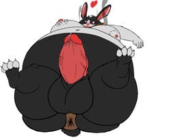 2012 anthro anus ass balls big_balls big_belly big_breasts big_butt breasts huge_breasts hyper hyper_balls hyper_penis lagomorph male male_only male_pregnancy mammal penis precum pregnant rabbit riis smoking smoking_while_pregnant wide_hips