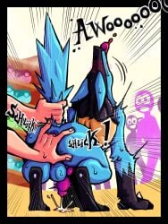 absurd_res anal anal_fingering anthro balls blue_body blue_fur blush bodily_fluids canid canine cum cum_on_ground cumshot duo ejaculation erection fingering fingering_partner fur generation_4_pokemon genital_fluids genitals hi_res howl human humiliation lucario male male/male mammal nintendo nude penetration pokemon pokemon_(species) ponporio prostate_orgasm prostate_stimulation prostitution public public_exposure public_humiliation public_nudity sex tail tail_grab tongue tongue_out