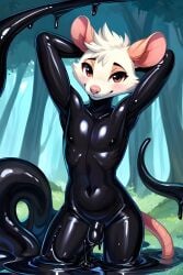 ai_generated anthro furry goo goo_transformation latex liquid_latex male male_only opossum penis sinking symbiote tagme tar tentacle transformationa