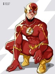 abs biceps bulge clothed dc lad male male_only muscles muscular muscular_male pecs spread_legs superhero the_flash thick_thighs velgaty