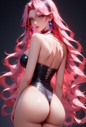 ai_generated back_view female large_breasts pink_hair shiny_outfit