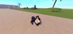 big_breasts black_and_gold_thigh_highs black_hair naked_female roblox roblox_game roblox_studio robloxian werewolf whorblox_adventure