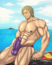 balls bara boner erection erection_under_clothes male male_only malik_caesar muscles muscular penis solo solo_male tales_of_(series) tales_of_graces toto_(artist)