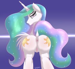 alicorn anus blush cutie_mark equine friendship_is_magic horn mammal my_little_pony ookamithewolf1 presenting princess_celestia_(mlp) pussy wings