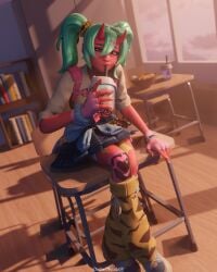 3d fortnite green_eyes nemia_(fortnite) non-nude red_body