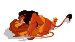 anal anal_sex bodily_fluids cum disney duo felid feral feral_only from_front_position genital_fluids hi_res lion lying male male/male mammal missionary_position on_back pantherine pawpads penetration scar_(the_lion_king) sex side_view simba_(the_lion_king) smile stm2126 the_lion_king