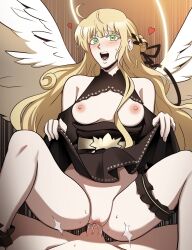angel angel_wings blush cowgirl_position deeeer female halo lifted_by_self lifting_skirt omniscient_reader's_viewpoint tagme uriel_'demon-like_judge_of_fire'_(omniscient_reader's_viewpoint)
