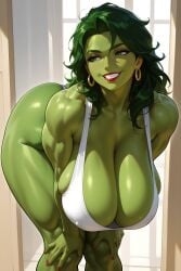 ai_generated athletic_female bare_thighs big_ass big_butt big_woman bigger_female earrings fat_ass gigantic_ass gigantic_breasts green_body green_eyes green_hair green_skin huge_breasts huge_thighs jennifer_walters marvel marvel_cinematic_universe marvel_comics massive_ass massive_breasts muscular_female onlyaimommys she-hulk smiling solo_female sweat sweatdrop thick_body thick_female thick_thighs thighs voluptuous voluptuous_female yoga_pants