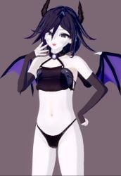 3d arm_warmers brat crop_top danganronpa danganronpa_v3 demon demon_horns demon_tail femboy incubus koikatsu male_only new_danganronpa_v3 ouma_kokichi panties prince_eko succubus thighs