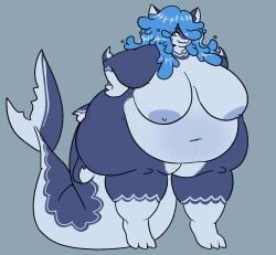 bbw big_breasts breasts cleavage female fish huge_breasts mexifurfoof nipples overweight shark thick_thighs wide_hips