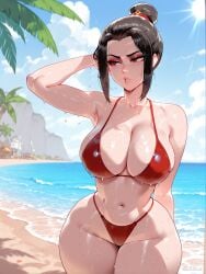 1girls ai_generated avatar_the_last_airbender azula bikini cleavage difuxer female female_focus female_only large_breasts light-skinned_female light_skin looking_away solo thick_thighs thighs wide_hips