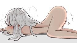 1girls arched_back drooling fire_emblem fire_emblem:_three_houses lysithea_von_ordelia masturbation naked_female sweat white_hair