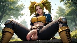 1futa abs ai_generated balls big_balls big_breasts breasts curvy cutanari dickgirl futa_only futanari league_of_legends looking_at_viewer nipples nude penis perfect_body ready_to_fuck small_waist smile solo tan_skin testicles zeri_(league_of_legends)