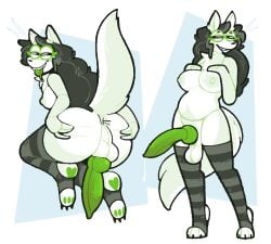 1futa anthro areolae big_ass big_balls big_breasts big_penis canine canine_penis dog_penis dog_tail glasses homestuck jade_harley leaking_precum light_green_fur looking_at_viewer only_futa paws paws_on_butt slightly_chubby smooth_balls smooth_penis spread_ass tail tail_up xenopavilia