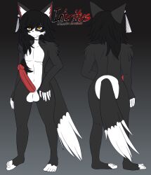 1boy 2025 airiin220 big_penis black_hair cat_ears cat_tail completely_naked completely_nude cyberairiin_(airiin220) feline furry furry_only male male_only nude oc original_character penis reference_image reference_sheet uchuseiza_kurotsuki yellow_eyes