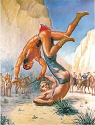 1952 ass dated gay george_quaintance male male_only multiple_boys original shirtless torn_clothes traditional_media yaoi