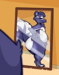 1boy anthro ass ass_bigger_than_head big_ass big_butt bubble_butt chubby chubby_male curvaceous curvy curvy_figure dat_ass dumptruck_ass ear_piercing erect_nipples fatigue_(artist) femboy furry girly huge_ass male male_only mirror narrowed_eyes nipple_piercing nose_piercing nose_ring nude piercing piercings pubic_hair seductive_look side_view skunk solo solo_female tagme tail thick_thighs voluptuous voluptuous_male wide_hips