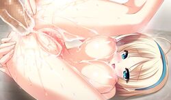 amagasa_yomogi anal anus atelier_kaguya blonde_hair blue_eyes blush breasts censored cum cum_in_ass female game_cg nude penis pussy short_hair tamahaji!_-tamatama_hajikeru_imouto-tachi