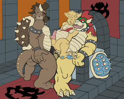 bowser dredd_(artist) group group_sex koopa male male_only mario_(series) nintendo no_humans scalie sex super_mario_bros. threesome yaoi