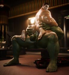 anal anal_sex big_ass big_butt bubble_ass bubble_butt cum cum_inside dace_renders gay green_skin hand_on_ass hand_on_butt hulk male male_only marvel marvel_rivals muscular muscular_male round_ass round_butt the_punisher