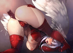 ahe_gao anal ass big_ass big_breasts bimbo blush bodysuit boots breasts cleavage female final_fantasy final_fantasy_tactics final_fantasy_tactics_(original) head_wings hijiri huge_ass huge_breasts large_ass large_breasts leotard navel nipples open_mouth penis pussy_juice red_eyes red_legwear saliva sex short_hair solo thigh_boots thighhighs tongue top-down_bottom-up ultima_(fft) white_hair white_wings wings