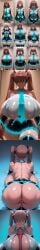 ahegao ai_generated big_breasts black_eyes blue_eyes brown_hair bulge bulge_shrinking butt female fixed_version genderbend glowing_eyes hatsune_miku hatsune_miku_(cosplay) huge_breasts mtf_transformation on_all_fours penis_shrinking pussy tagme titjob transformation transformation_sequence twintails
