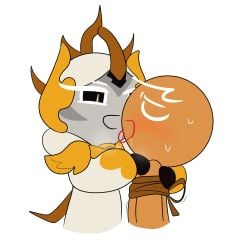 2boys black_eyes blue_eyes blush blushing blushing_male brown_body closed_eyes cookie_run cookie_run:_tower_of_adventures cookie_run_kingdom cookie_run_ovenbreak devsisters eyes_closed gay gingerbrave gingerbread_cookie gingerbread_man kissing kuwoesque longan_dragon_cookie making_out male male_only red_lips rope sweat sweatdrop sweating sweaty tied_up tongue tongue_out white_hair yaoi yellow_pupils