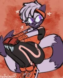 1girl 1girls big_tail female female_only kaitheguy123 lemur orange_clothing orange_headband orange_headwear orange_shirt orange_shoes orange_sneakers race_swap sonic_(series) sonic_the_hedgehog_(idw) sonic_the_hedgehog_(series) tangle_the_lemur thick_thighs