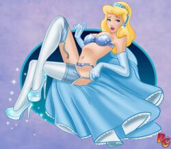 1girls beige_skin blonde_hair blue_eyes bra cinderella_(1950_film) cinderella_(disney) clothing crossed_legs disney disney_princess dress elbow_gloves female female_only footwear glass_slipper gloves hair high_heels human lingerie lipstick open_mouth png poochygirls revealing_clothes shoes side_view sitting solo solo_female stockings