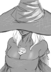 2d 2girls between_breasts big_breasts black_and_white cleavage clothing dark-skinned_female doll elden_ring elden_ring_nightreign female_focus female_only fromsoftware milf older_female_and_younger_female recluse_(nightreign) revenant_(nightreign) size_difference white_hair_female